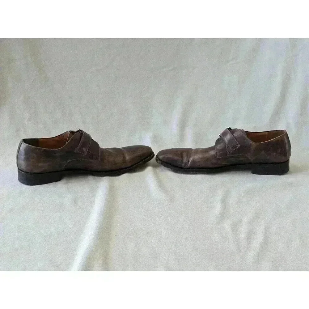Magnanni Marco Cuero Single Monk Strap Gray Mens Dress 13276 Sz 10.5 M